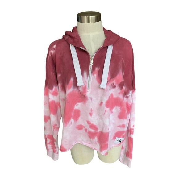 Calvin Klein Sweater‎ Adult Large Hoodie Cropped Tye Dyed NWT - Picture 1 of 9